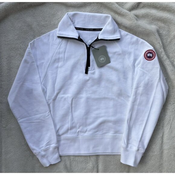 Canada Goose Muskoka White 1/2 Zip Sweaters - Picture 1 of 3